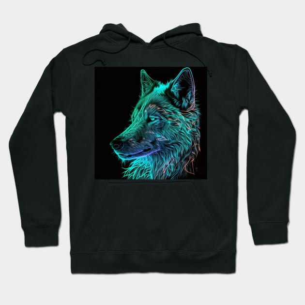 Wolf Neon Art 2 Hoodie by AstroRisq